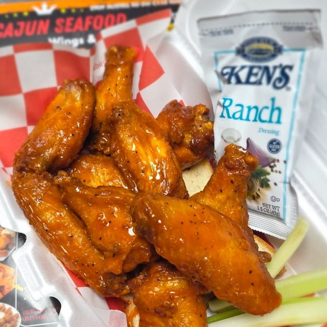 Cut Flavored Wings Appetizer.