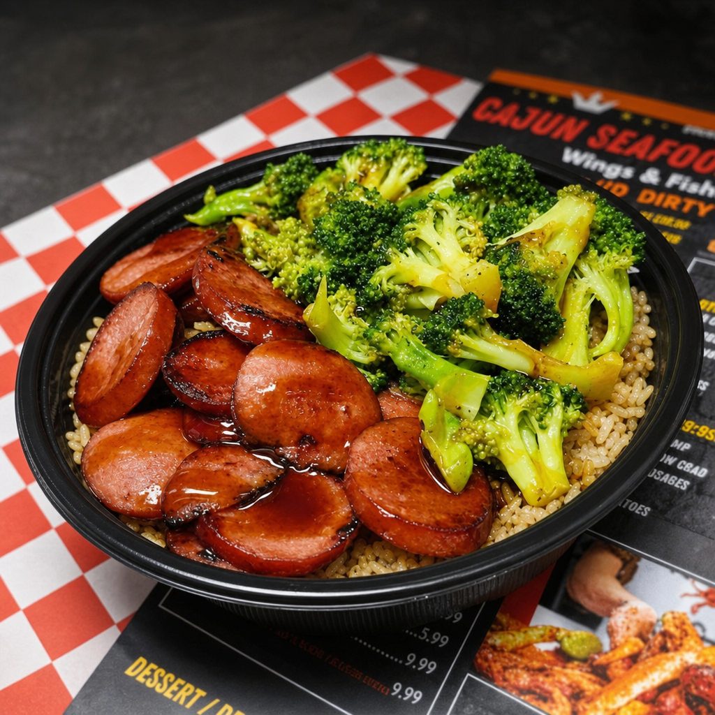 Beef Sausage Teriyaki Bowl.