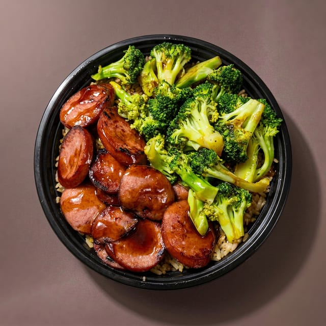 Beef Sausage Teriyaki Bowl.